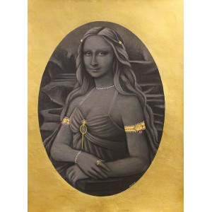 Shamsuddin Tanwri, 22 x 29 Inch, Graphite Gold and Silver Leaf on Paper, Figurative Painting, AC-SUT-005